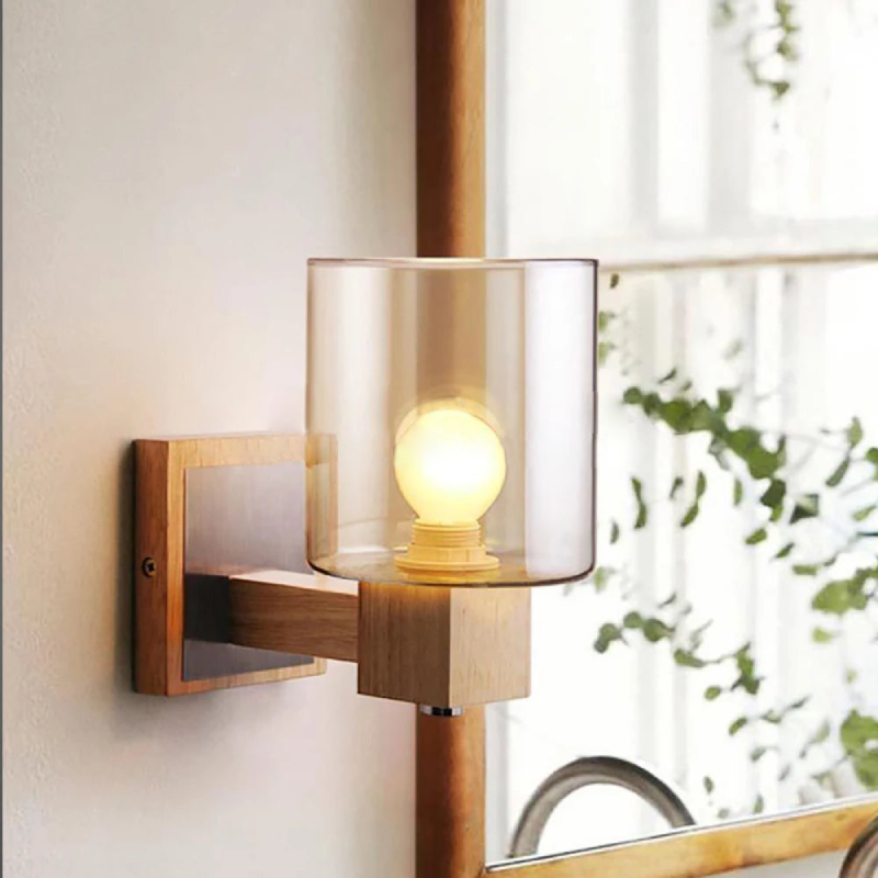 Modern Cognac Glass Wall Sconce - Elegant Lighting Fixture for Living Room, Bedroom, or Hallway Decor