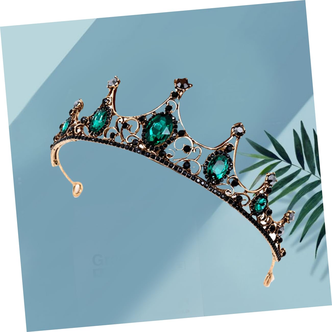 FOMIYES Bridal Tiara Headpiece for Women - Baroque Style Wedding Crown with Green Stones - Perfect for Brides, Misses, and Special Occasions