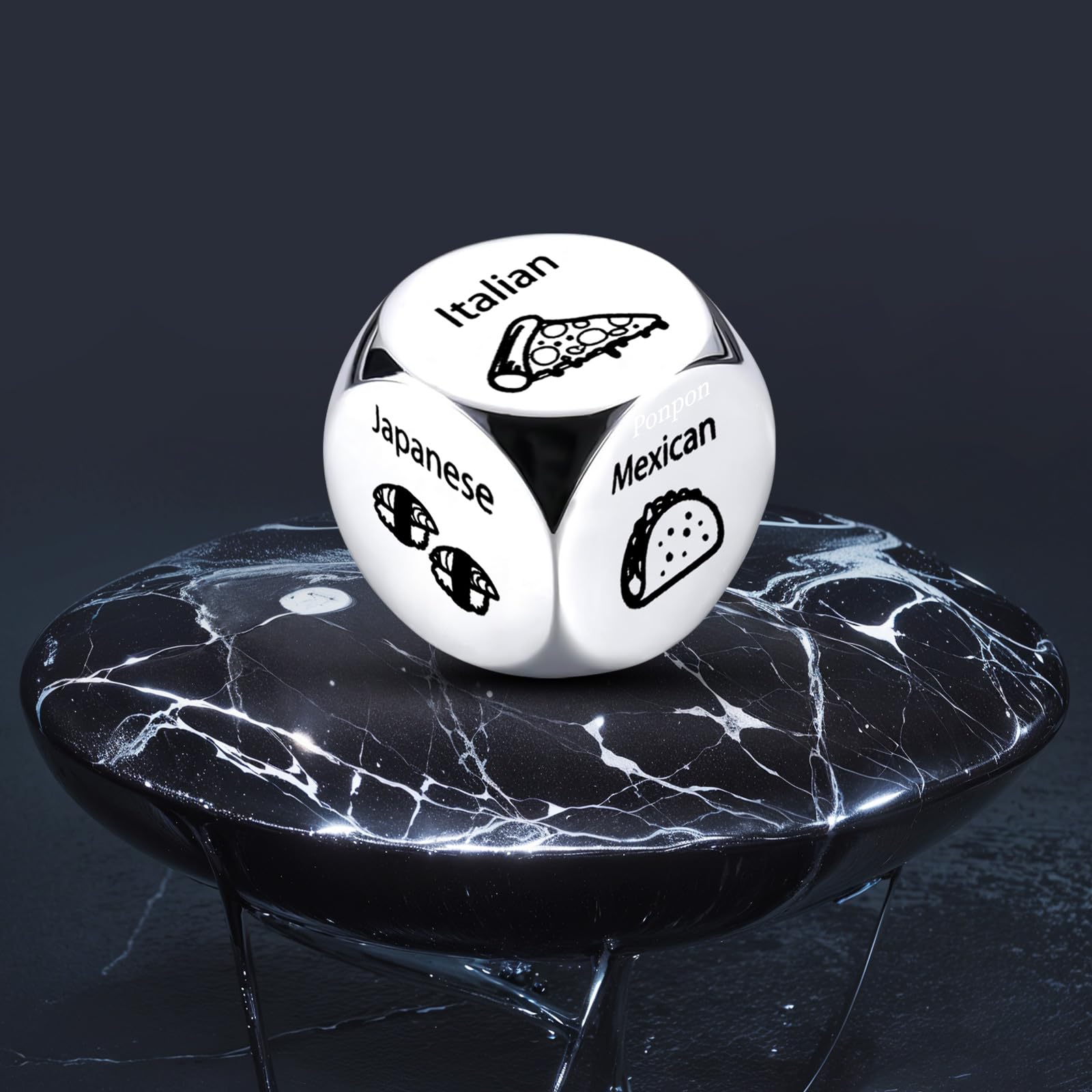 4Pcs Metal Food Decision Dice Set - Fun Couples Game for Anniversaries, Valentine's Day, Birthdays & Date Nights - Perfect Gift for Girlfriend, Boyfriend, Wife or Husband | Great for Romantic Dinners & Decision Making