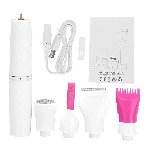 4-in-1 Electric Hair Removal Device for Women - Painless Body Hair Shaver & Trimmer for Legs, Underarms, Bikini Line & Face | Portable & Rechargeable Hair Remover for Smooth Skin at Home or Travel
