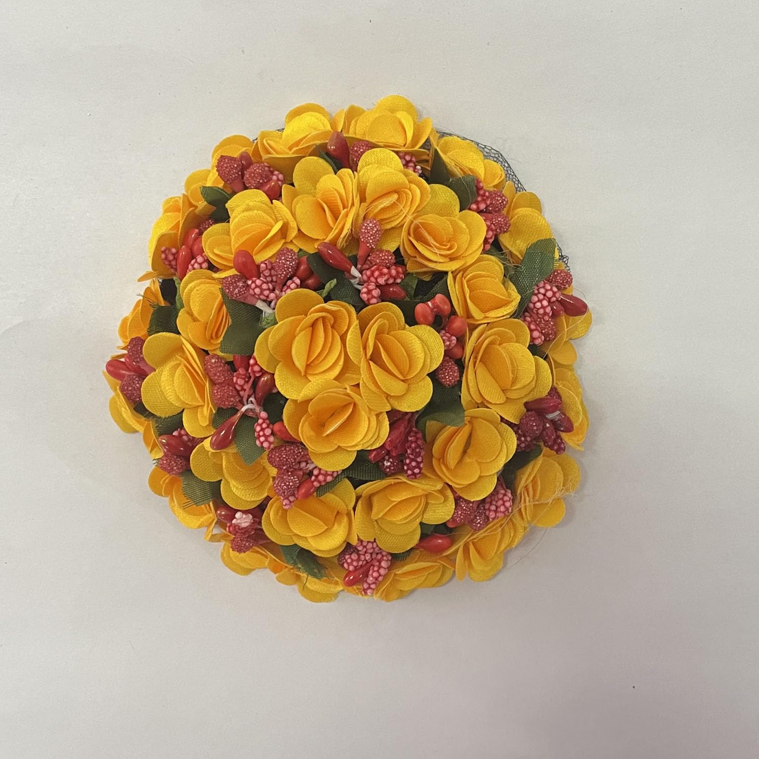 GuruEmbelish Bridal Bun Juda Gajra Maker - Yellow Floral Hair Accessories for Women & Girls | Perfect for Weddings, Parties & Indian Traditional Events