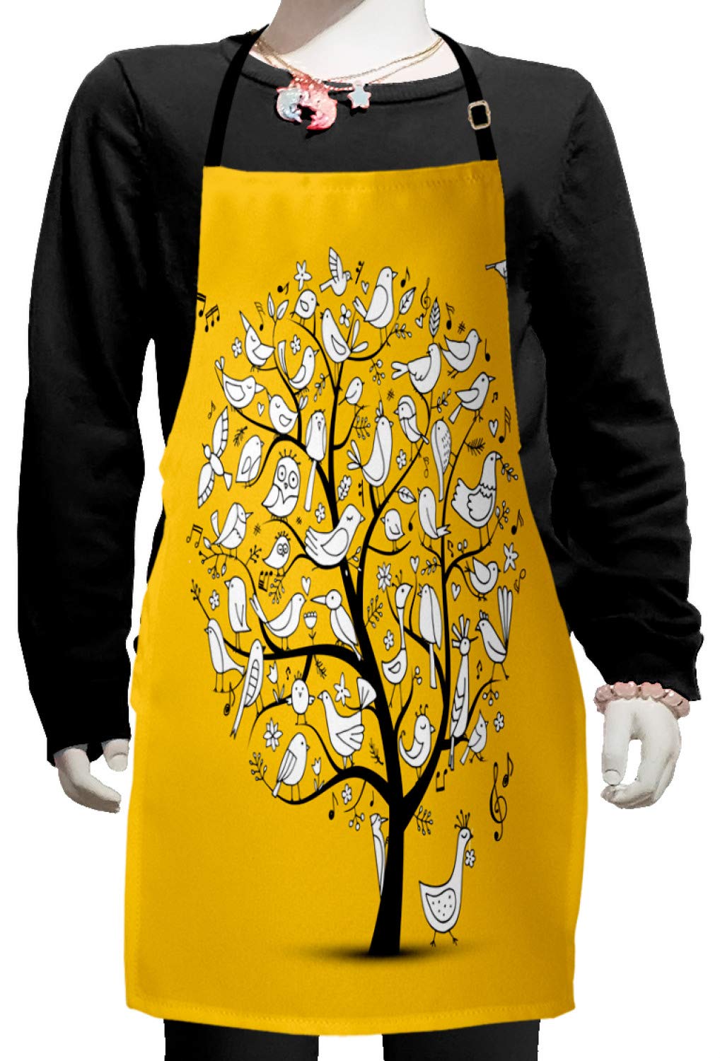 Ambesonne Yellow Bird Apron - Adjustable Baking & Painting Bib for Kitchen & Crafts
