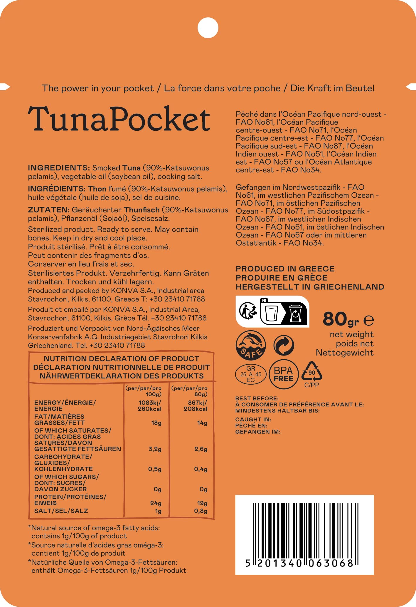 Premium Smoked Tuna Chunks in Vegetable Oil - No Drain Needed | High Protein Canned Tuna | Ready-to-Eat for Salads, Sandwiches & Keto Meals | TRATA Tuna Pocket