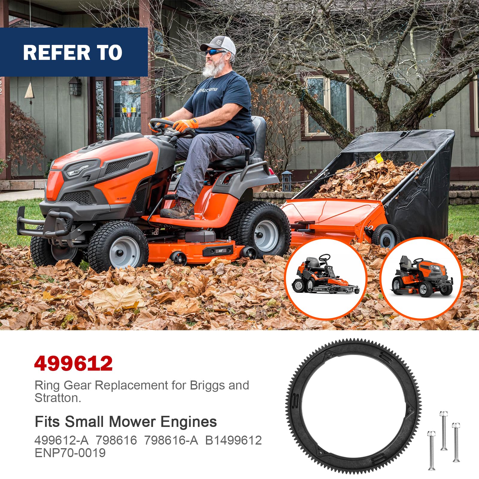 Briggs & Stratton 499612 Ring Gear Replacement - Compatible with Small Mower Engines & Lawn Tractors (Fits Models 499612A, 798616, 798616A, B1499612, ENP700019) - Perfect for Lawn Maintenance & Small Engine Repairs