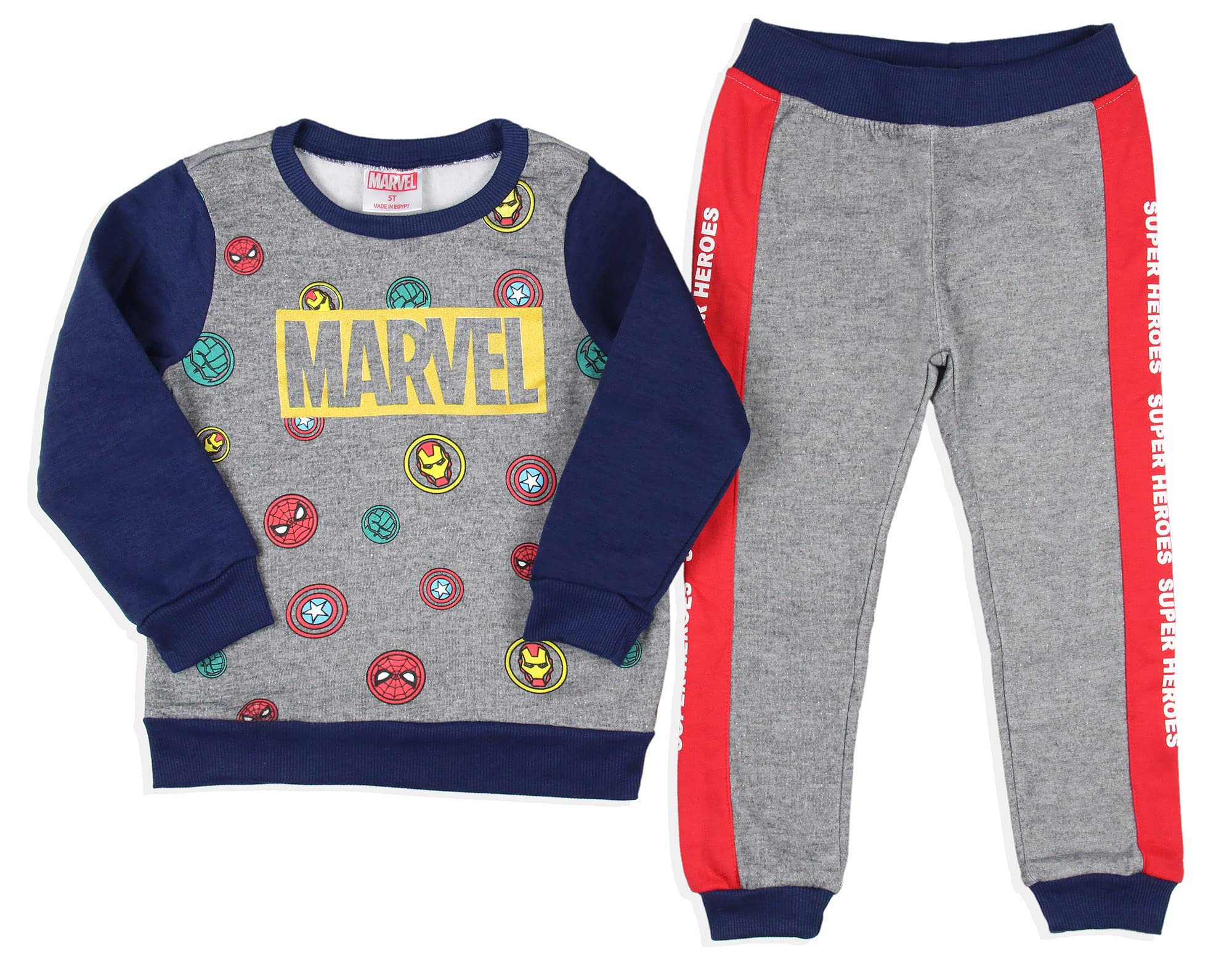 Marvel Avengers Superhero 2-Piece Toddler Boys Sweatsuit & Pajama Set - Soft Cotton Playwear & Sleepwear for Kids