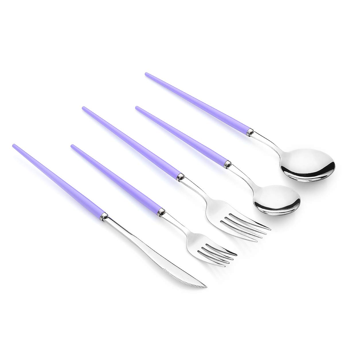 Artthome 20-Piece Stainless Steel Cutlery Set for 4 - Lavender Silver Silverware Utensil Set with Knives, Forks & Spoons - Non-Slip, Non-Toxic & Safe-Edge Kitchen Essentials - Perfect for Dining, Parties, Gifts & Everyday Use