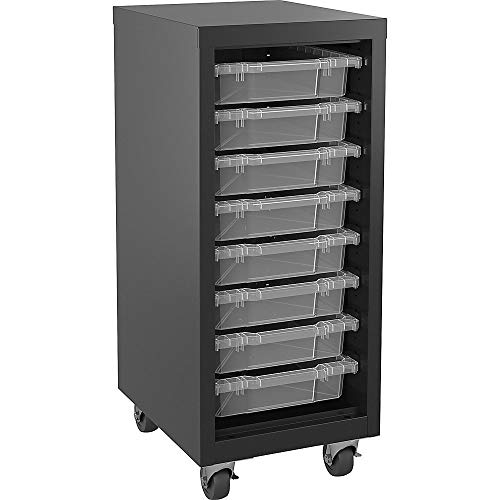 Lorell Pull-out Bins Mobile Storage Tower - Black & Clear Plastic Drawers for Office, Kitchen, or Garage Organization | Space-Saving Rolling Cabinet with Durable Wheels