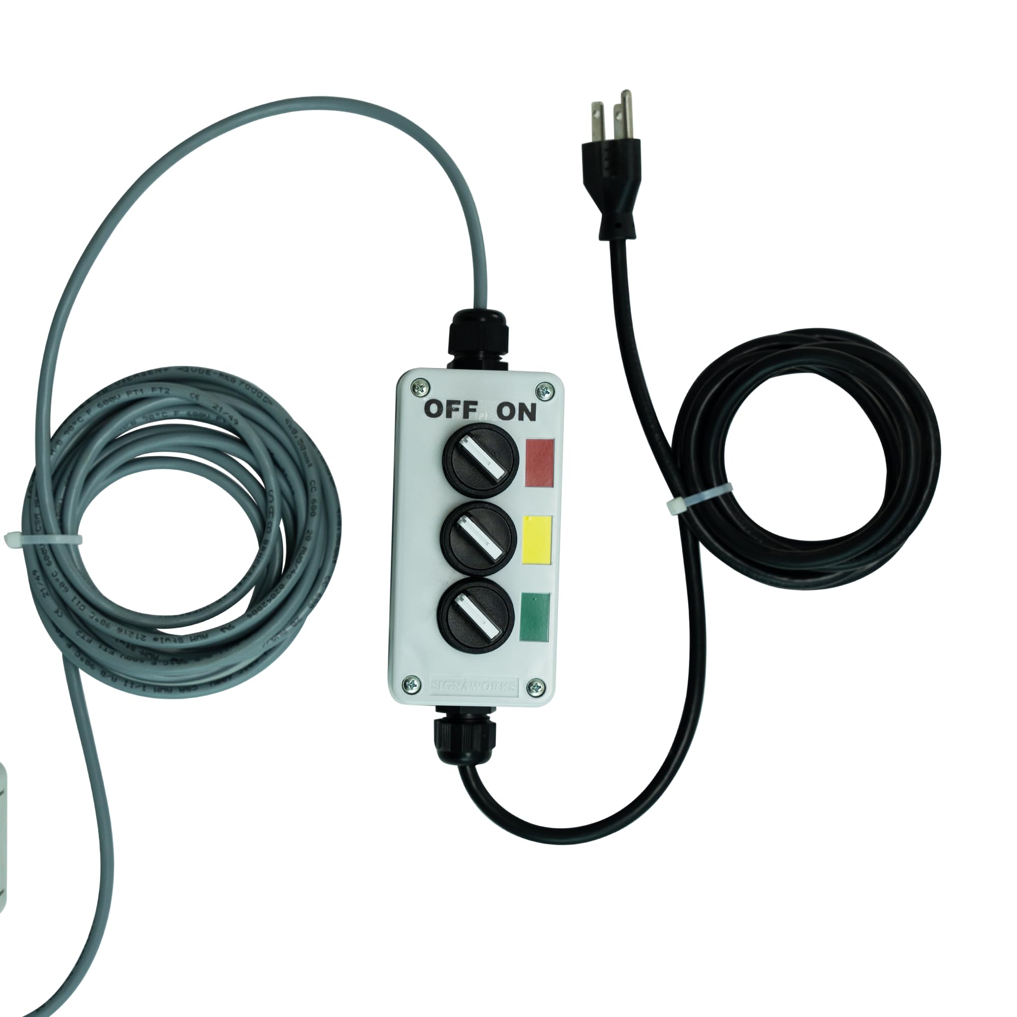 Signaworks 3 Stack Super Bright LED Andon Tower Light - Red/Amber/Green with 10' Extended Cable & 3 Switch Box, Plug & Play Ready for Industrial Use - Perfect for Factory Assembly Lines, Warehouse Operations, and Manufacturing Equipment Monitoring (Assembled in USA)