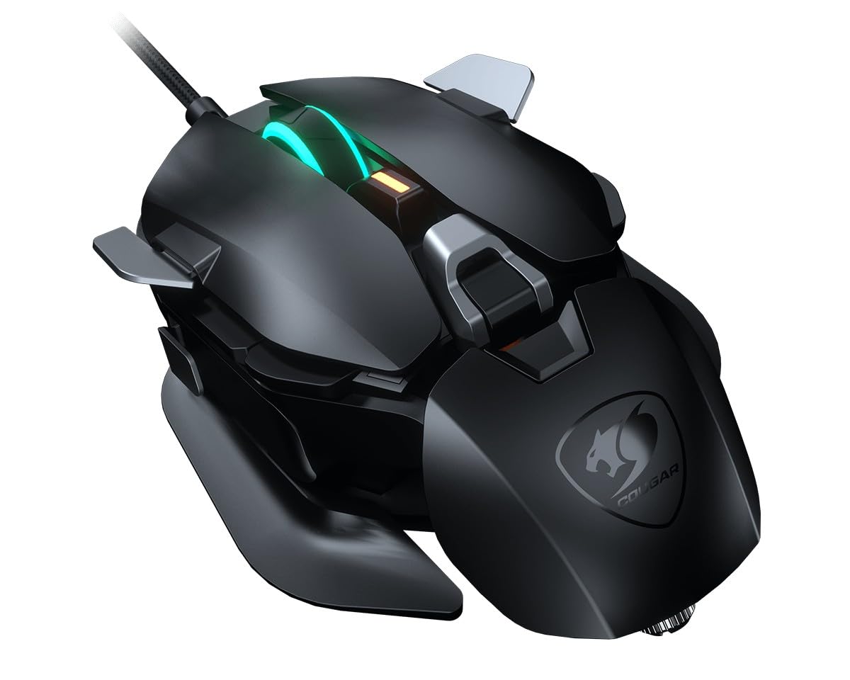 COUGAR GAMING Mouse | Ambidextrous Ergonomic Gaming Mouse | 16000 DPI Optical Sensor | Ultra-Flex Cable | Customizable RGB Lighting | Wrist Rest - Perfect for FPS, MOBA, and MMO Gaming