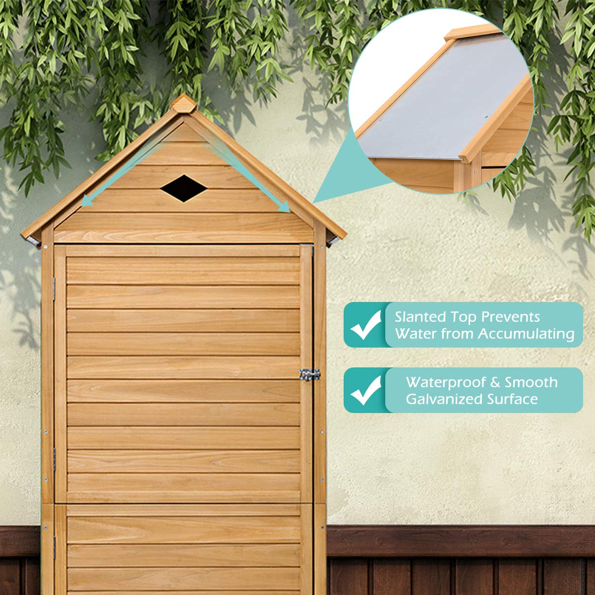 SAFSTAR Outdoor Storage Shed for Garden Tools - Durable Wooden Patio Shed with Gable Roof & Secure Metal Latches - Perfect for Backyard, Lawn Equipment & Seasonal Storage