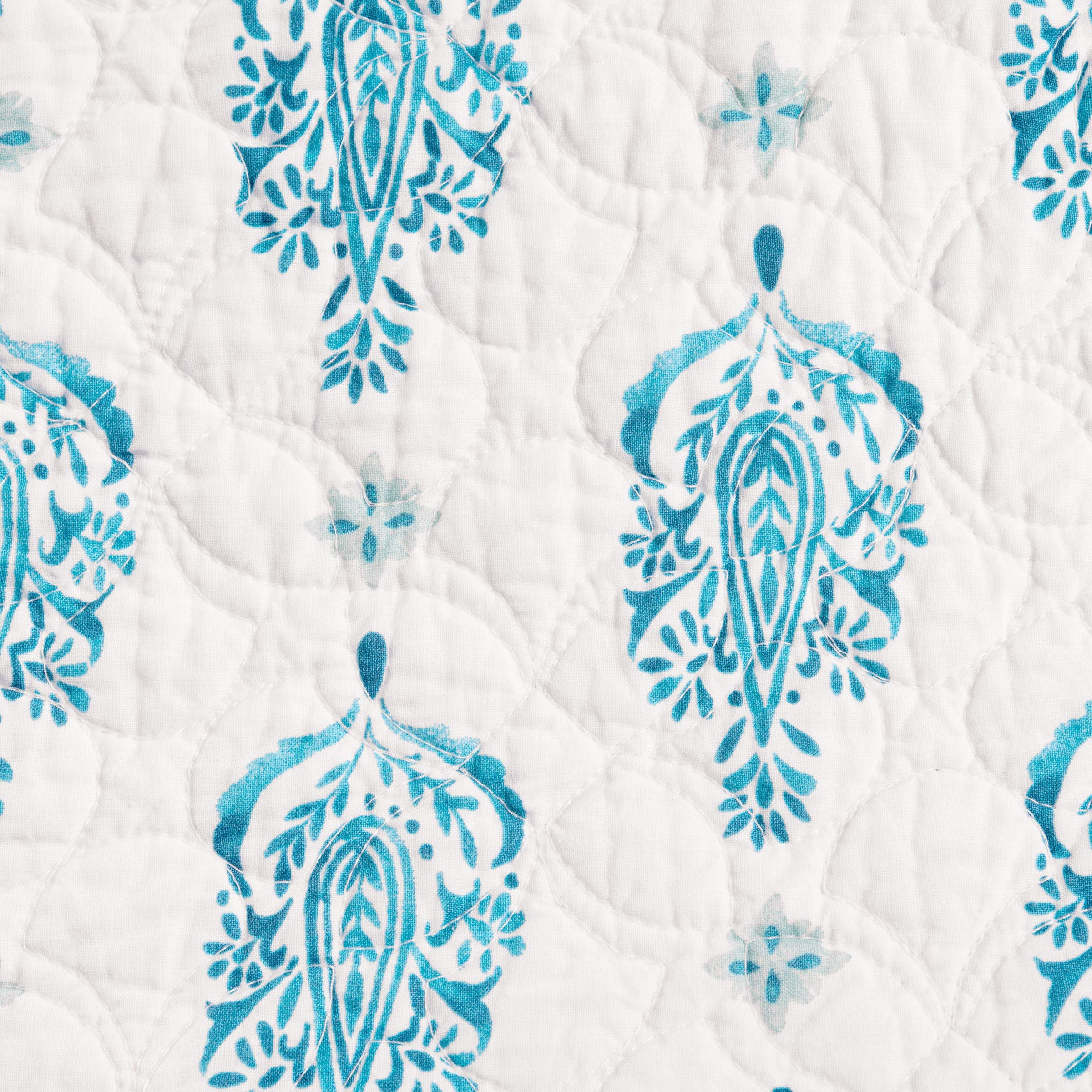 C&F Home Terrace Medallion Full/Queen Cotton Quilt Set - Oversized Reversible Floral Geometric Boho Bedding 3 Piece with Shams - Blue - Perfect for Bohemian Bedroom Decor & Guest Room Styling