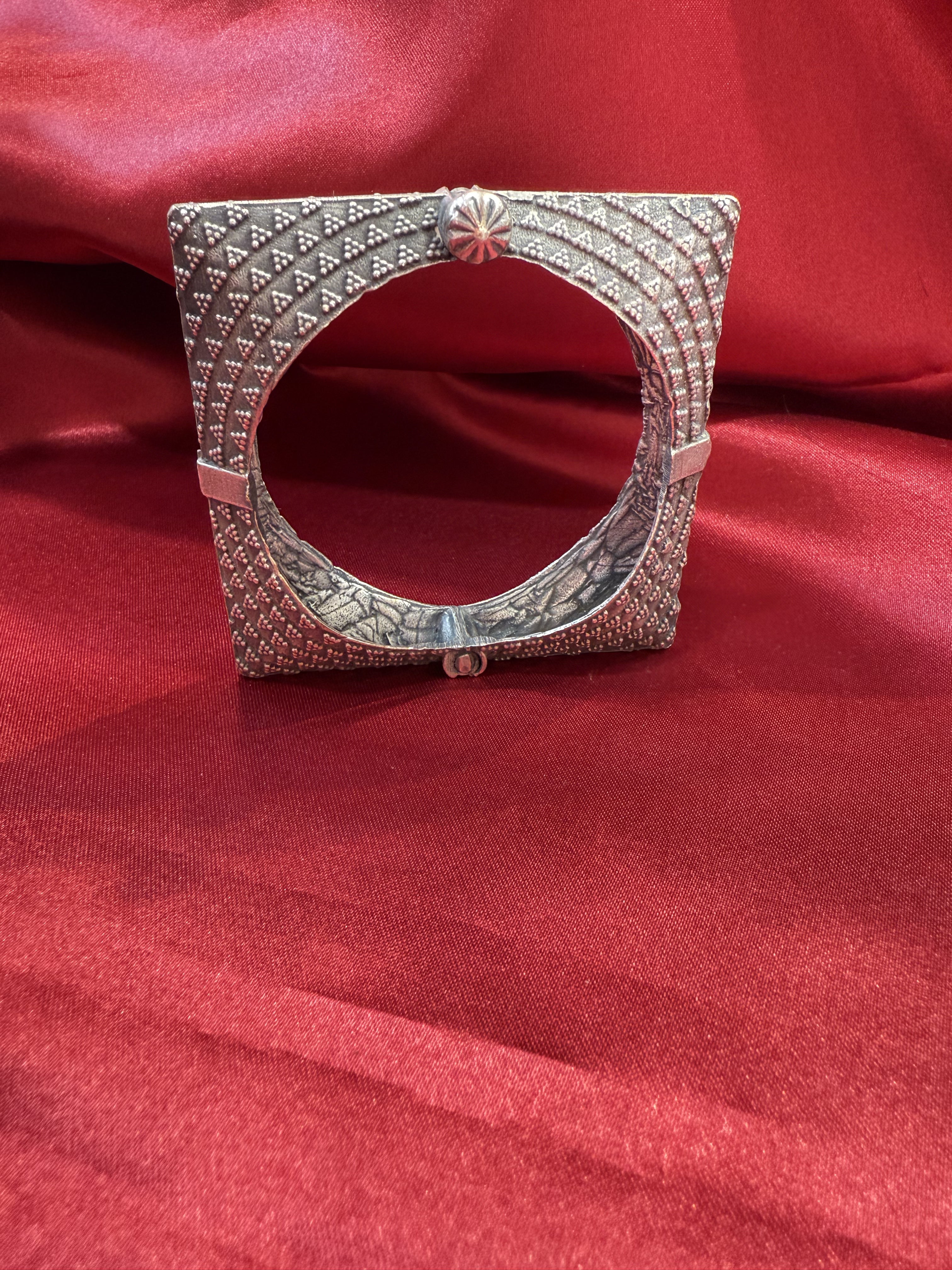 Stylish Tribal Oxidized Silver Ethnic Open Square Kada Cuff Bracelet for Women - Perfect for Boho Fashion, Festivals & Cultural Events