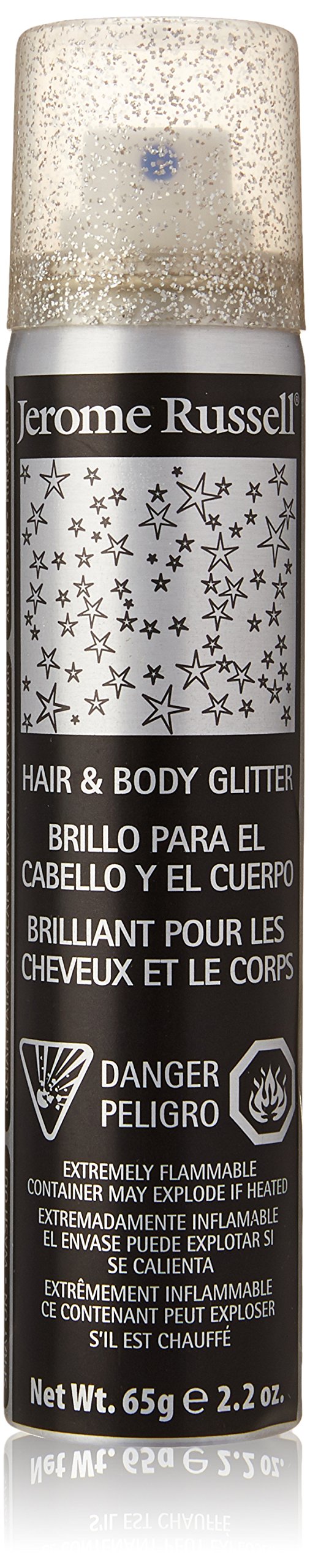 Jerome Russell Silver Hair & Body Glitter Spray - 2.2 oz | Shimmer Makeup for Parties, Festivals & Cosplay | Vegan & Cruelty-Free Glitter Spray
