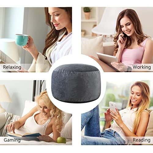 5 ft X-Large Memory Foam Bean Bag Chair for Adults & Kids - Soft Faux Fur Dutch Velvet Fabric with Fillings, Grey - Perfect for Living Room, Bedroom, Game Room or Dorm Relaxation