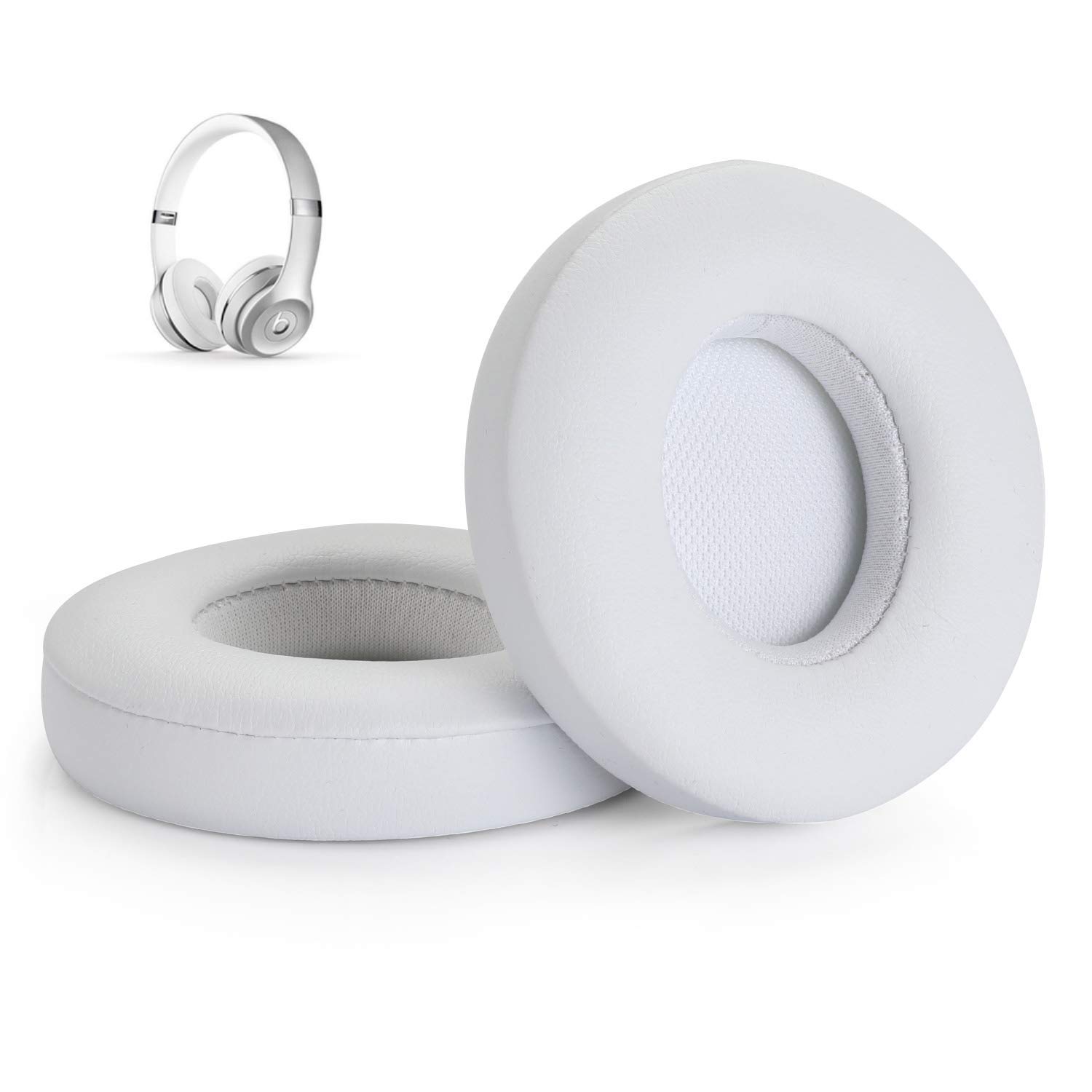 Premium Replacement Earpad Covers for Beats Solo 2.0 & 3.0 Headphones - Soft Memory Foam Ear Cushion Pads (1 Pair, White) - Perfect for Gaming, Music & Travel Comfort