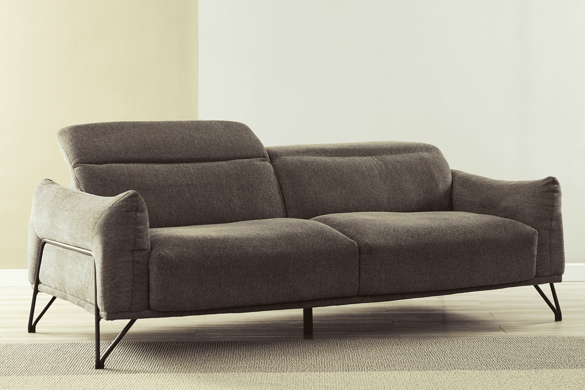 Jeff Sofa 94.5 Inches - Modern 3-Seater Couch for Living Room, Lounge & Home Theater - Soft Fabric Upholstery with Sturdy Wooden Frame