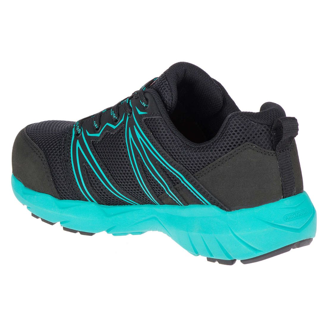 Merrell Fullbench Superlite J17548 Women's Alloy Toe CSA Certified Athletic Work Shoes - Lightweight Safety Footwear for Construction & Warehouse (Black/Teal) | Perfect for Industrial Jobs, Outdoor Work & Heavy-Duty Activities