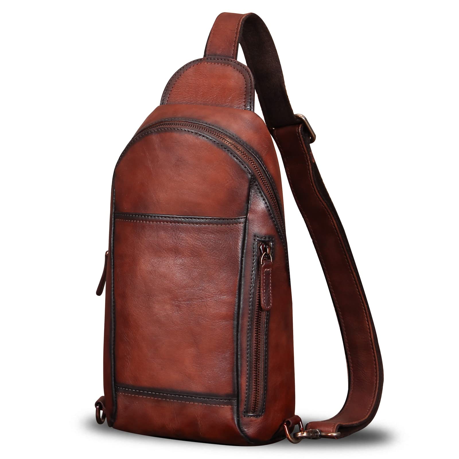 Premium Genuine Leather Sling Bag for Men & Women - Handmade Crossbody Backpack Shoulder Purse - Perfect for Travel, Work & Everyday Use