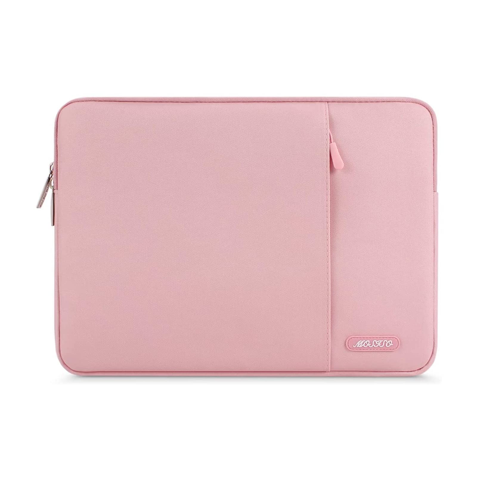 MOSISO 16-inch Laptop Sleeve Case for MacBook Pro 16 M4/M3/M2/M1, HP, Acer, Dell, Lenovo, ASUS 15-15.6 Inch Notebooks - Durable Polyester Vertical Computer Bag with Pocket (Pink) - Perfect for Work, School & Travel Protection