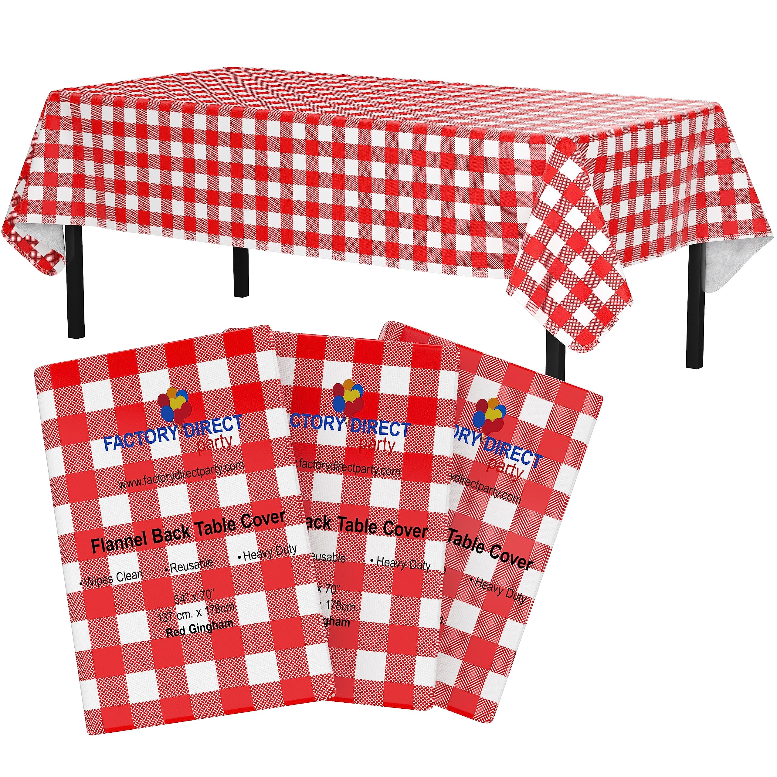 Red Gingham Checkerboard Vinyl Tablecloths - 54