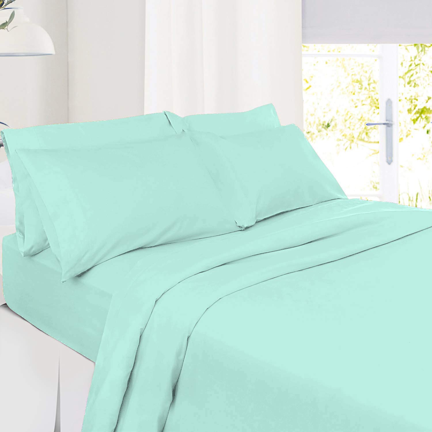 Premium 100% Egyptian Cotton 6-Piece Bed-in-a-Bag Set - California King Size 800 Thread Count Duvet Cover & Comforter with 15