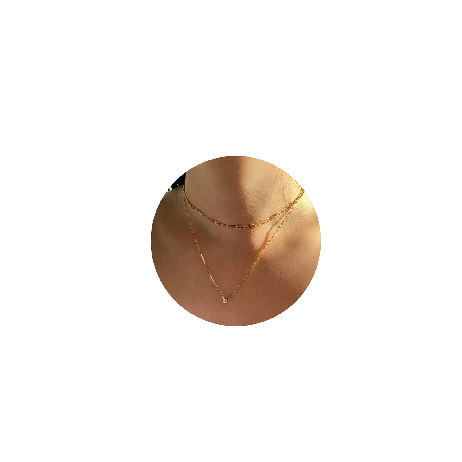 Tewiky 14K Gold Plated Diamond Pendant Necklace for Women - Dainty Layered Cuban Paperclip Chain Choker, Minimalist Stacked Necklace Jewelry Gift for Her | Perfect for Date Night, Anniversary & Special Occasions