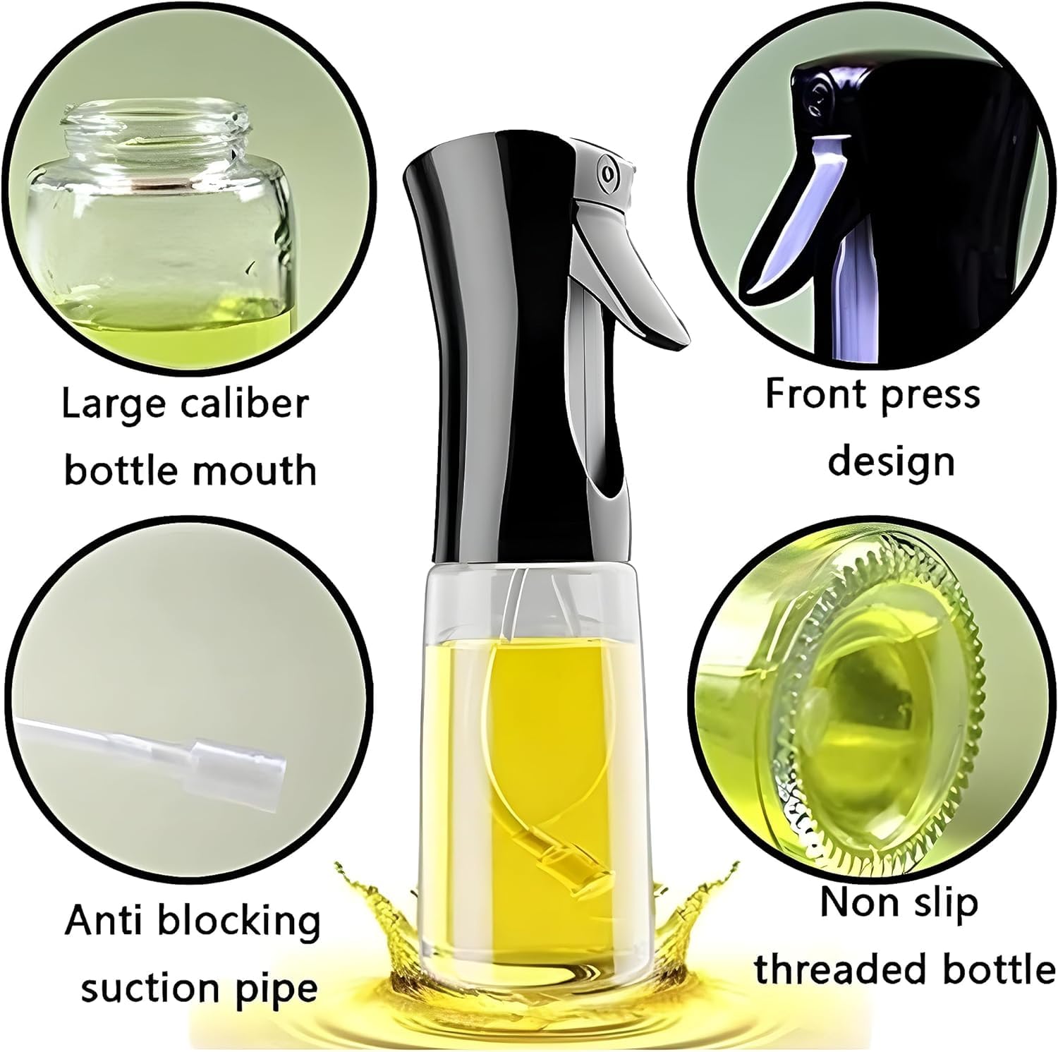 AVNISH 220ml Plastic Oil Spray Bottle for Cooking - Olive Oil, Vinegar, Canola Mist Sprayer - Perfect for Air Fryer, BBQ, Salad & Frying | Kitchen Oil Dispenser & Mister for Dosa & Healthy Cooking