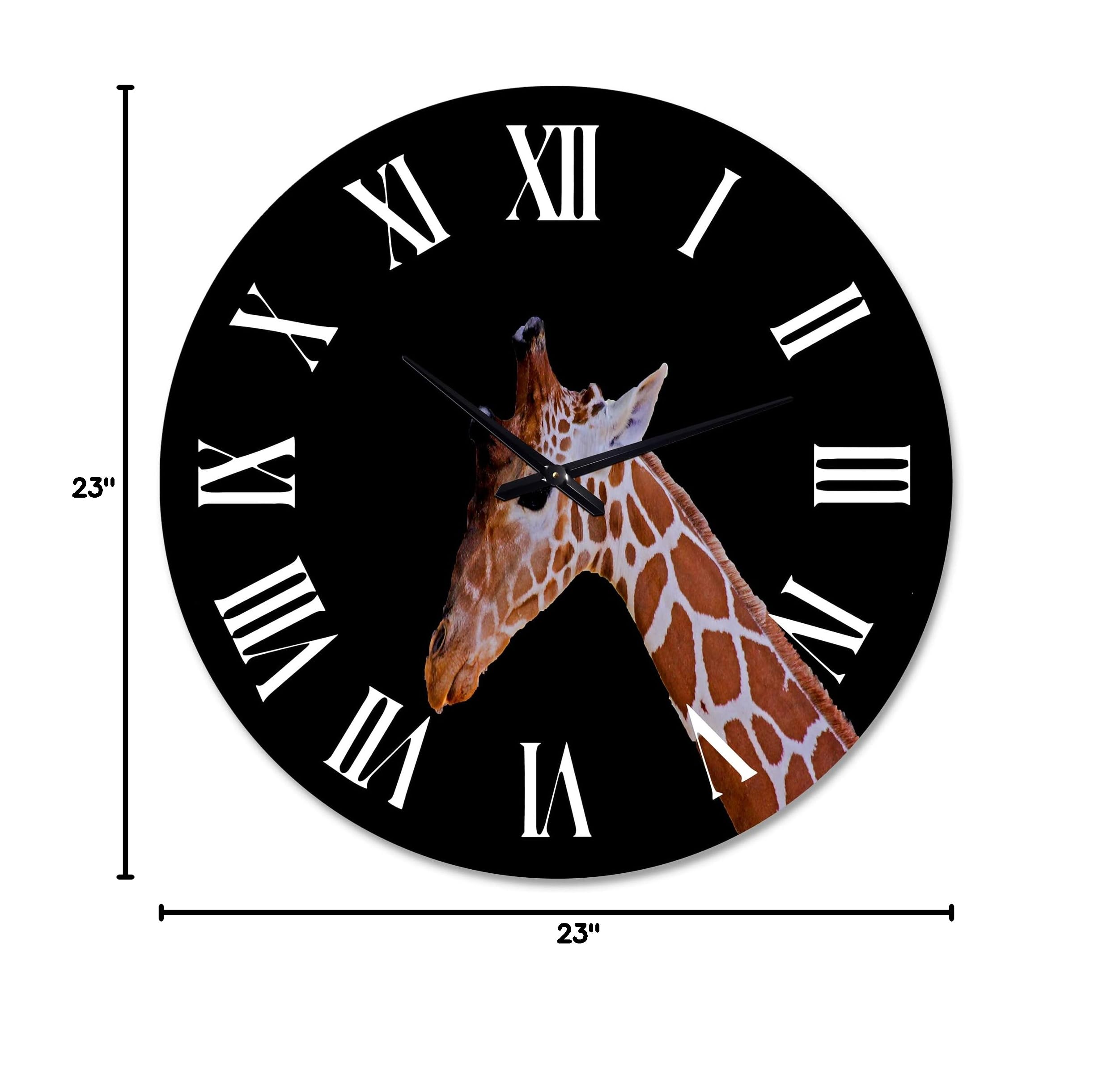 Farmhouse Wall Clock 'Portrait of A Giraffe V' - Large Animal Wall Clock for Bedroom, Living Room, and Kitchen Decor