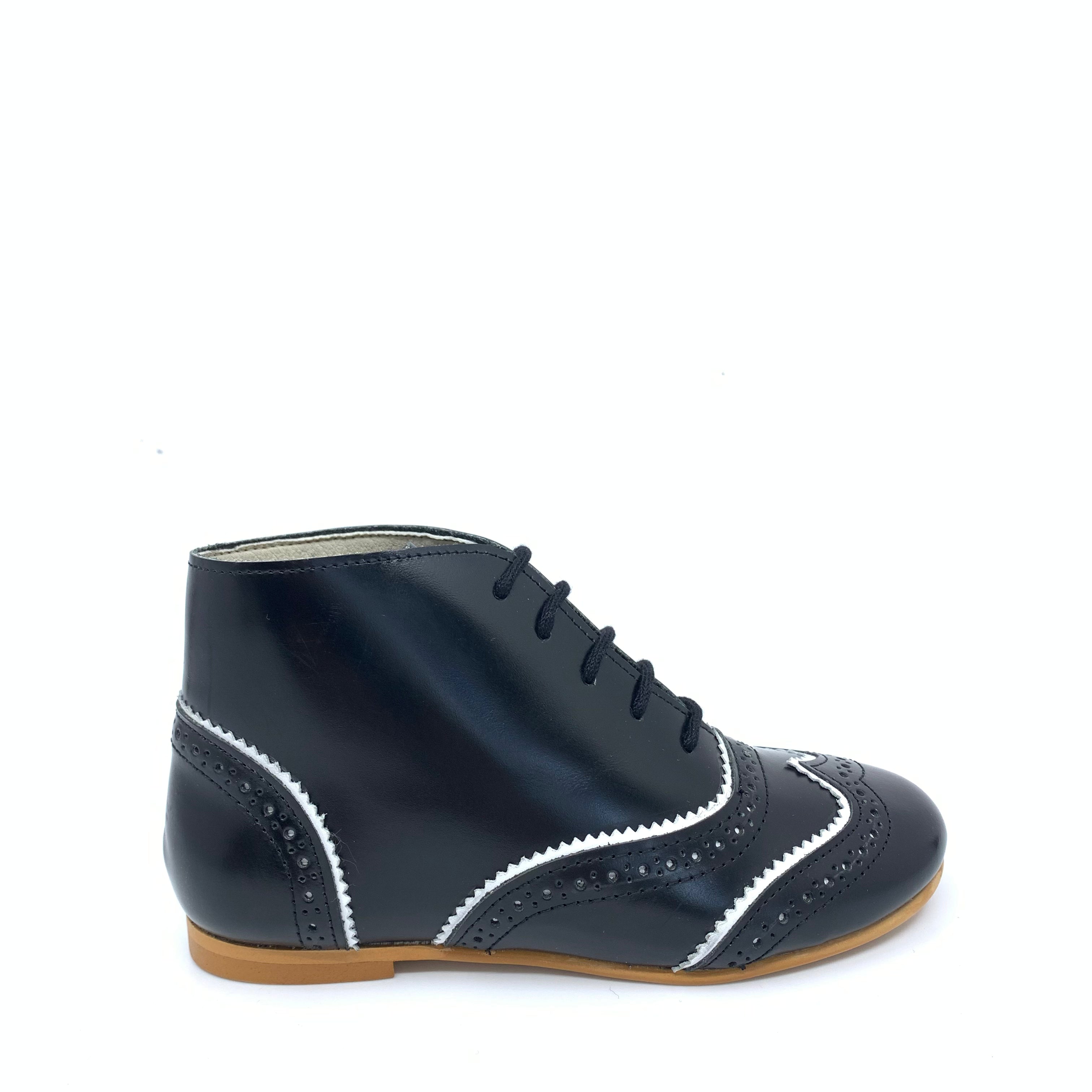 Stylish Black and White Wingtip Booties for Women - Fashionable Ankle Boots with Classic Design - Perfect for Office, Parties & Everyday Wear