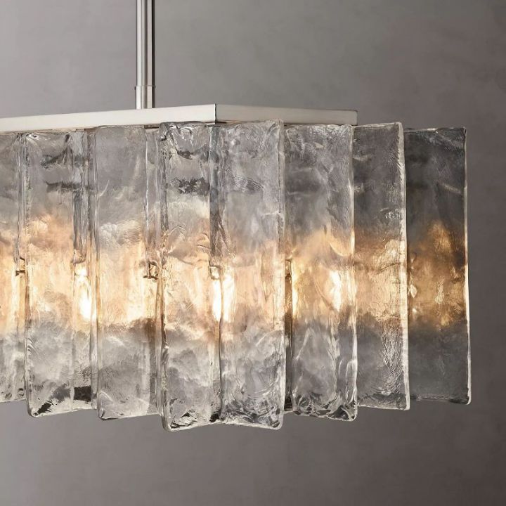Corinna Modern Rectangular Chandelier - 49 Inch LED Crystal Ceiling Light Fixture for Dining Room, Living Room, Bedroom & Entryway