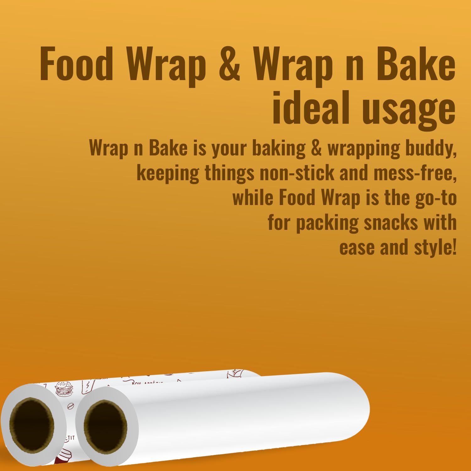 Imvelo Wrap n Bake Parchment Paper Roll - 20 Meters, Pack of 2 | Non-Stick & Greaseproof Baking Paper | Food Safe, Chemical Free | Microwave & Oven Safe | Perfect for Wrapping, Baking, Cooking & Meal Prep