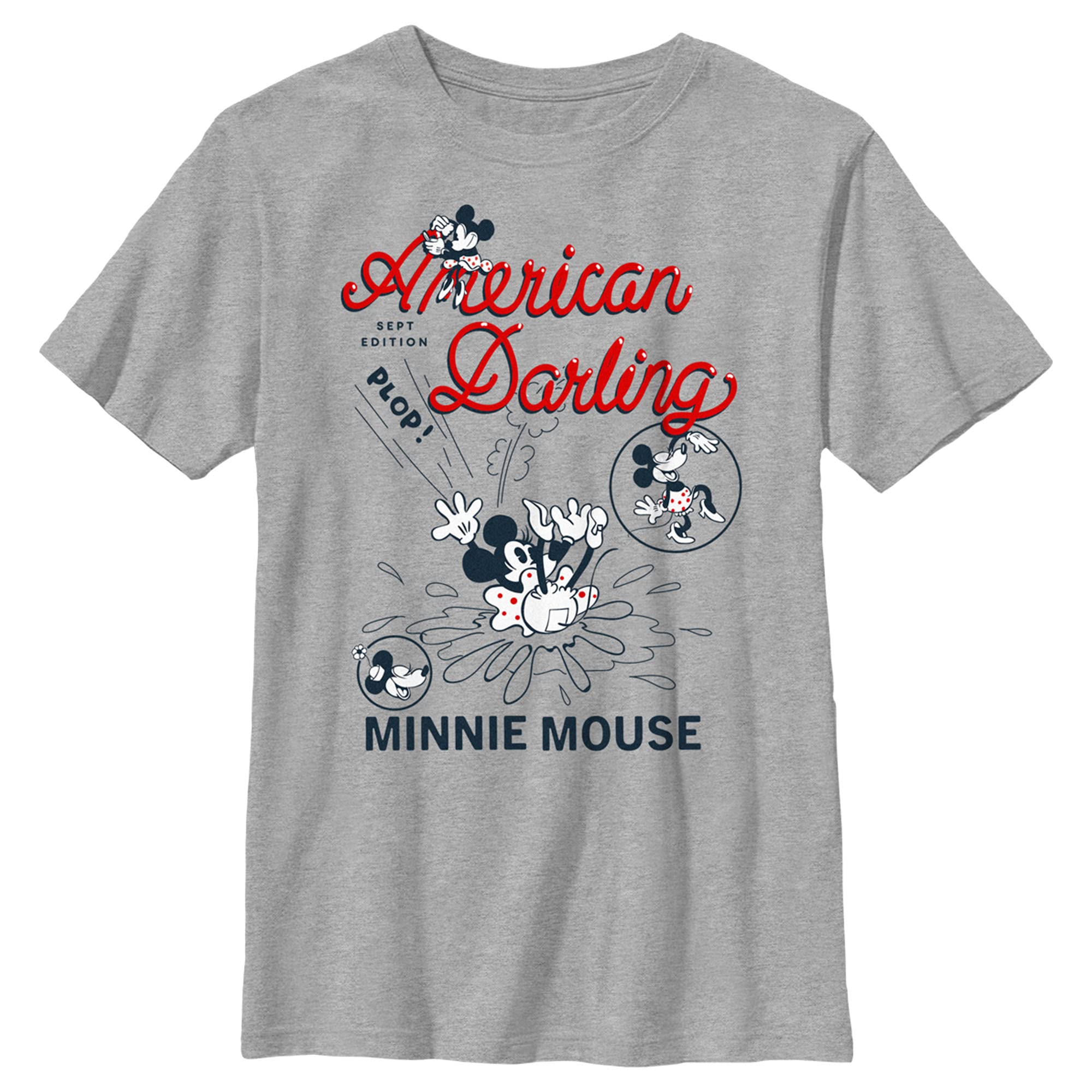 Minnie Mouse Boys' Heather Gray Crewneck T-Shirt - Disney Character Graphic Tee for Kids, Casual Wear & Playdates