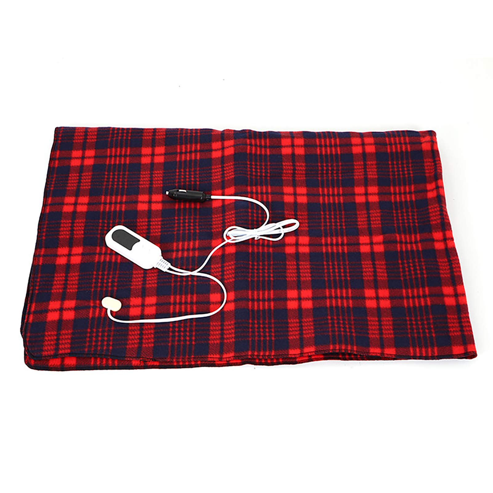 MTTLS 12V Electric Car Blanket - Heated Flannel Travel Throw for Automotive Interior - Red | Warm & Cozy for Road Trips, Camping & Winter Commutes