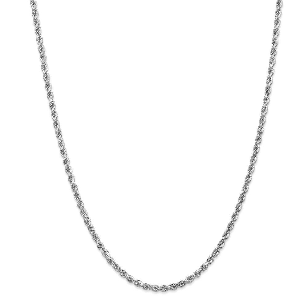 14K White Gold 3.2mm Diamond-Cut Rope Chain Necklace - 30 Inch Solid Cable Link Chain for Women, Perfect for Layering, Gift Giving & Everyday Elegance