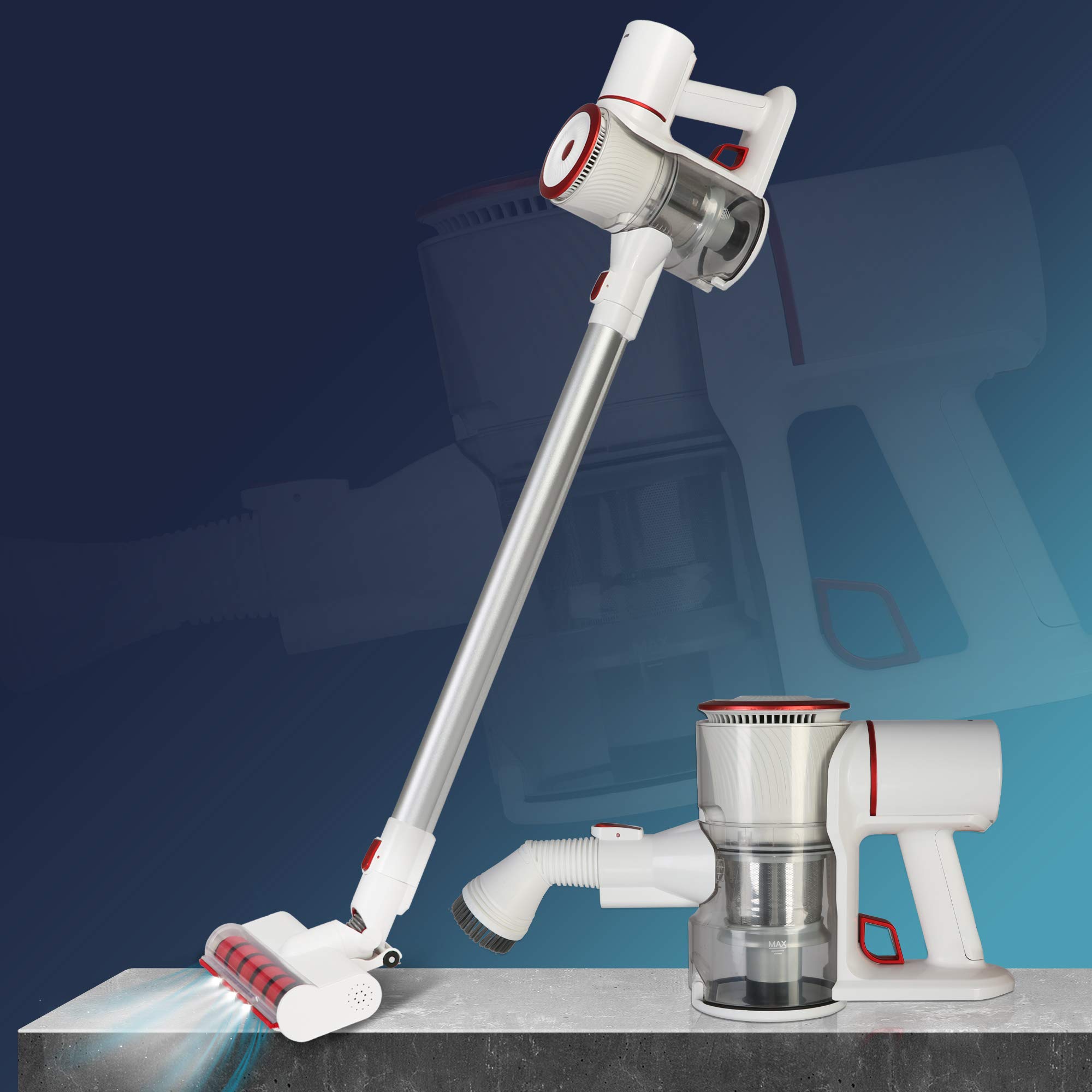 20KPa Lightweight Cordless Vacuum Cleaner - 4-in-1 Powerful Suction Handheld Stick Vacuum with 250W Brushless Motor, 35 Mins Runtime & Detachable Battery - Perfect for Carpet, Hard Floors, Car Cleaning and Pet Hair Removal