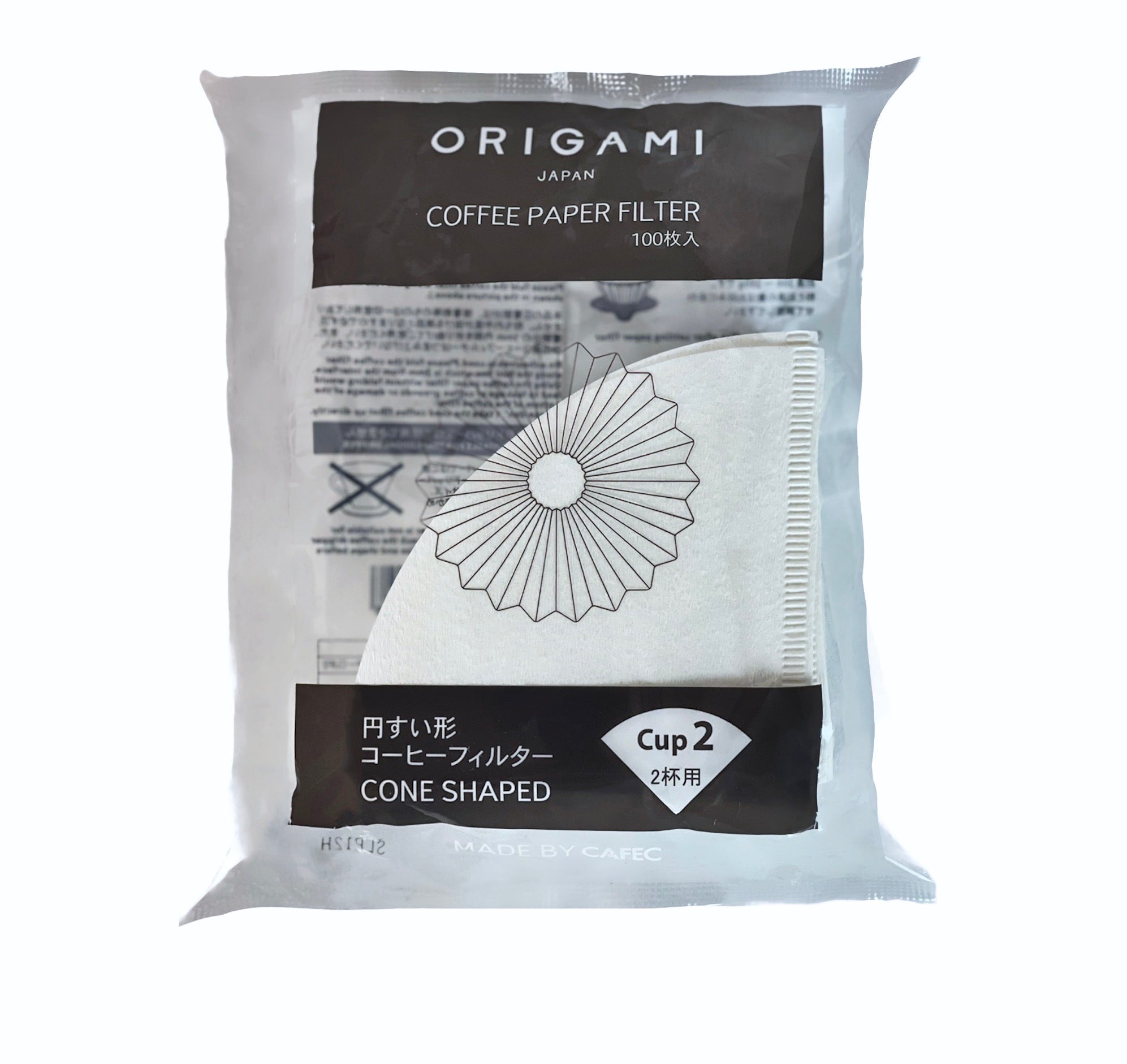 Premium ORIGAMI Paper Coffee Filters - 100 Count, Unbleached & Eco-Friendly for Pour Over, Drip Coffee Makers - Perfect for Home, Office & Camping Brewing