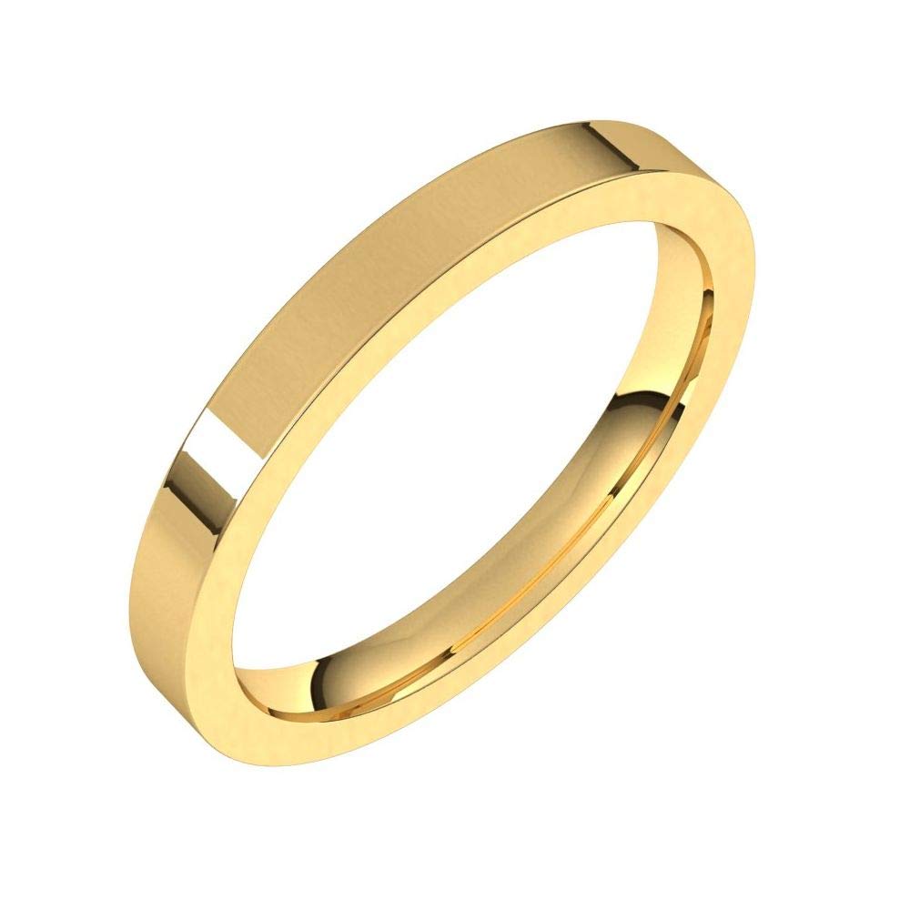 18K Yellow Gold 2.5mm Flat Comfort Fit Wedding Band Ring for Men - Heavy Duty Classic Plain Design - Size 12.5 - Perfect for Weddings, Anniversaries & Everyday Wear