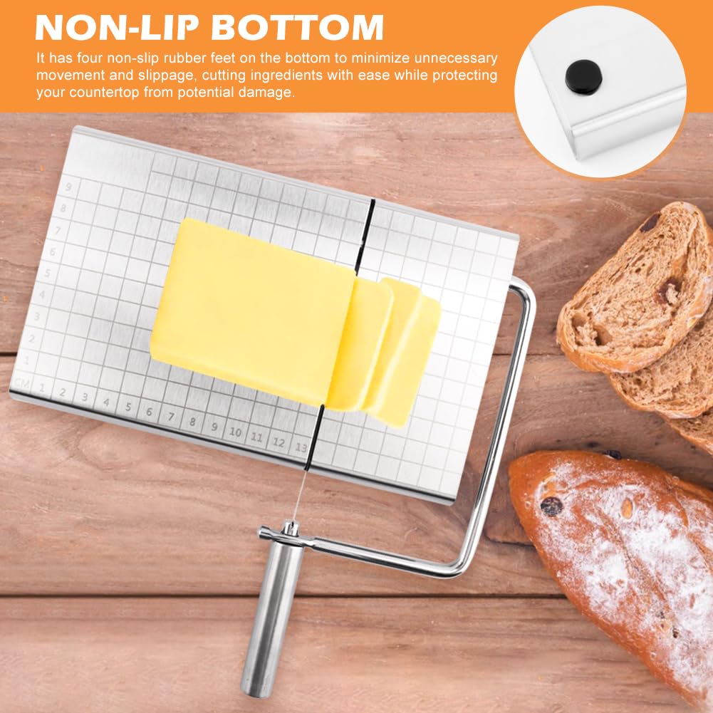 Premium Cheese Slicer Kit with 8 Replaceable Wires, Cutting Board & Measuring Grid - Adjustable for Cheese & Butter - Perfect for Kitchens, Delis & Gourmet Food Preparation