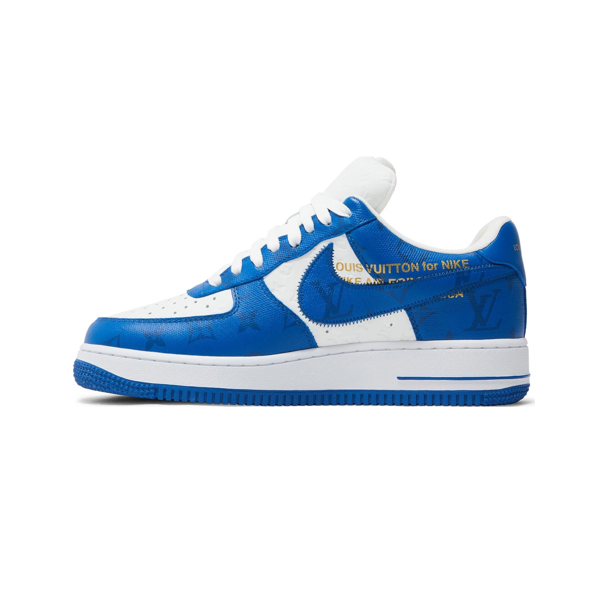 Nike Air Force 1 Low x Louis Vuitton x Virgil Abloh 'White Royal' Sneakers (2022) - Limited Edition Luxury Streetwear for Men & Women | Perfect for Casual Wear, Fashion Collectors and Sneaker Enthusiasts