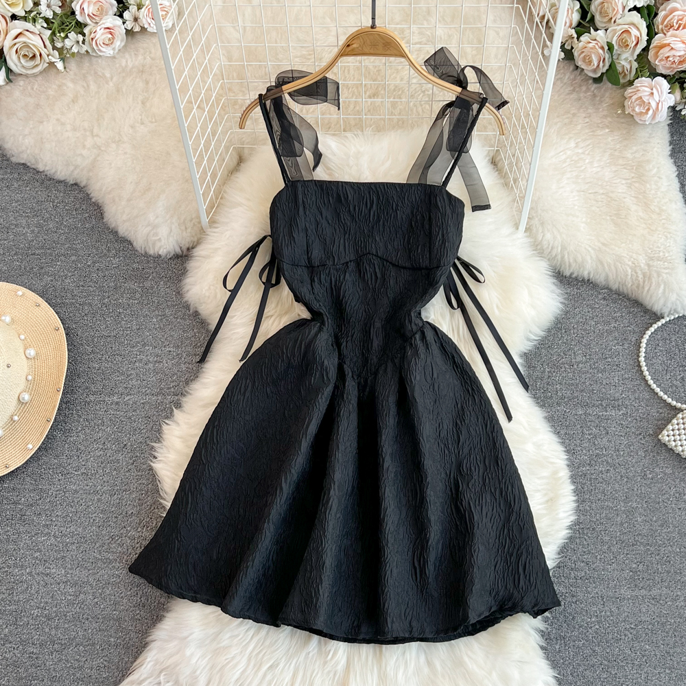 Elegant Bow Knot Strap A-Line Dress - French Summer Skirt for Women | Perfect for Beach Vacations, Garden Parties & Date Nights