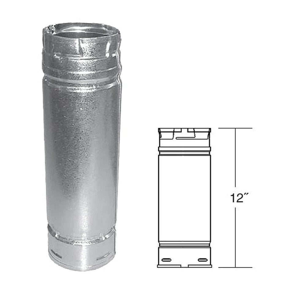 Duravent 4 x 12 Straight Length Chimney Pipe 4PVP 12 - High-Quality Stainless Steel Vent Pipe for Wood Stoves, Fireplaces & Heating Systems - Perfect for Home, Garage & Outdoor Use
