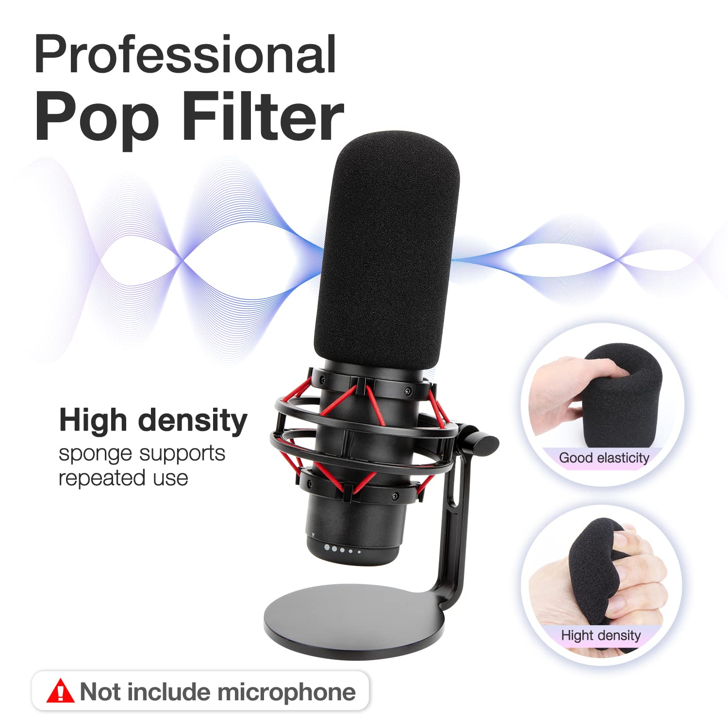 HyperX QuadCast S Microphone Pop Filter - SUNMON Foam Windscreen for Noise Reduction & Improved Sound Quality | Compatible with HyperX QuadCast | Perfect for Streaming, Podcasting & Gaming