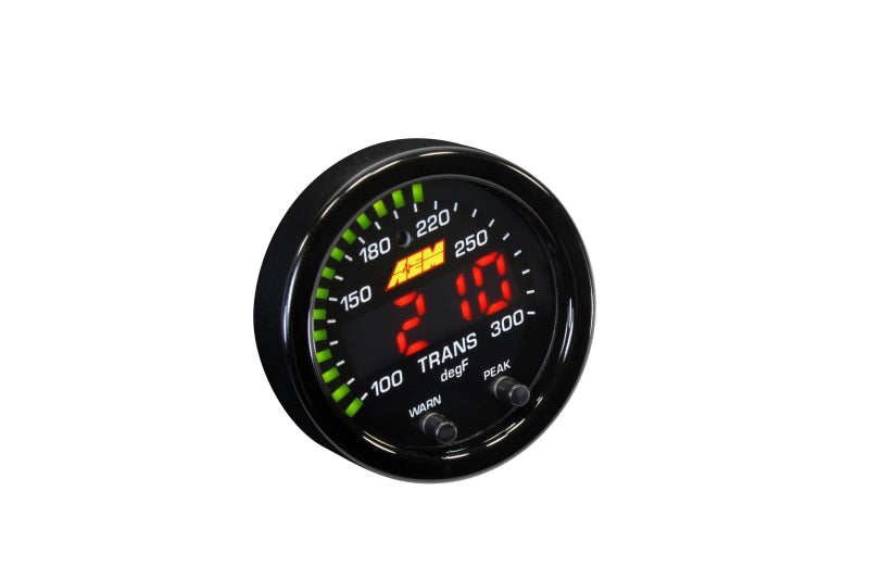 AEM X Series Temperature Gauge Kit 100-300F - Black Bezel & Water Temp Faceplate | Performance Monitoring for Cars, Trucks, Boats | Engine & Fluid Temperature Measurement