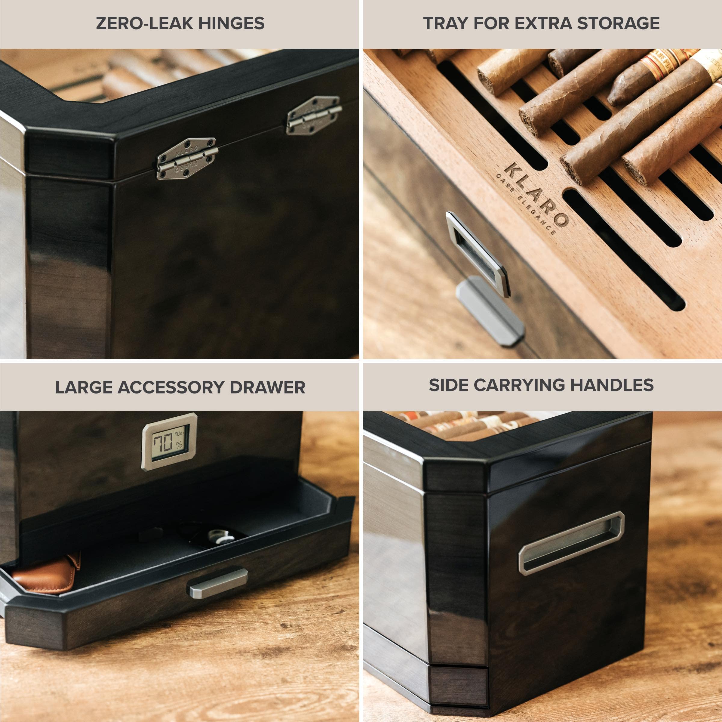 Premium Octodor Humidor with Built-in Cigar Cutter, Ashtray & Travel Case - Luxury Cigar Storage Solution for Home, Office & Travel - Perfect Gift for Cigar Enthusiasts