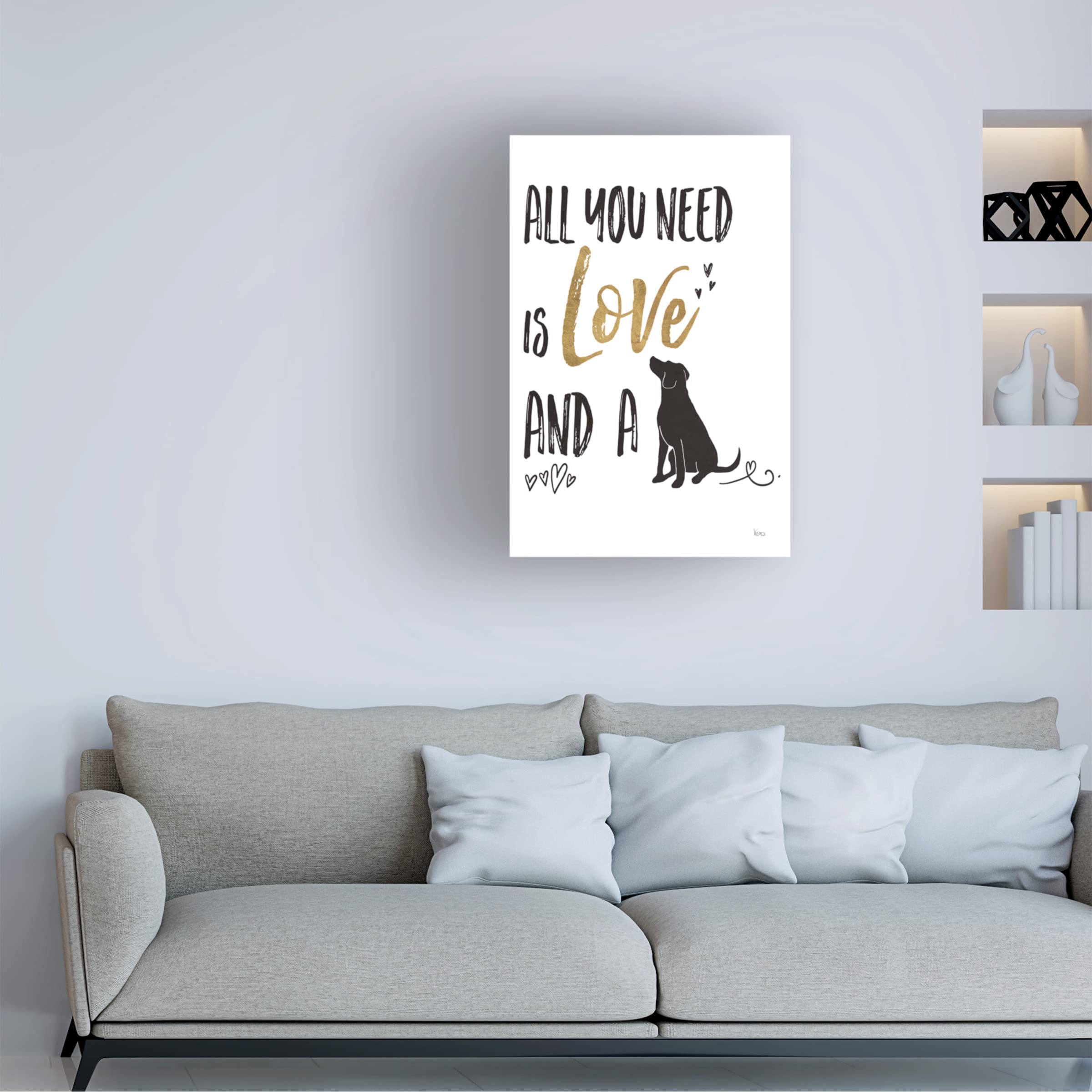 Trademark Fine Art 'Pet Love II' Canvas Art by Veronique Charron - Hand-Painted Animal Wall Decor for Living Room, Bedroom & Office