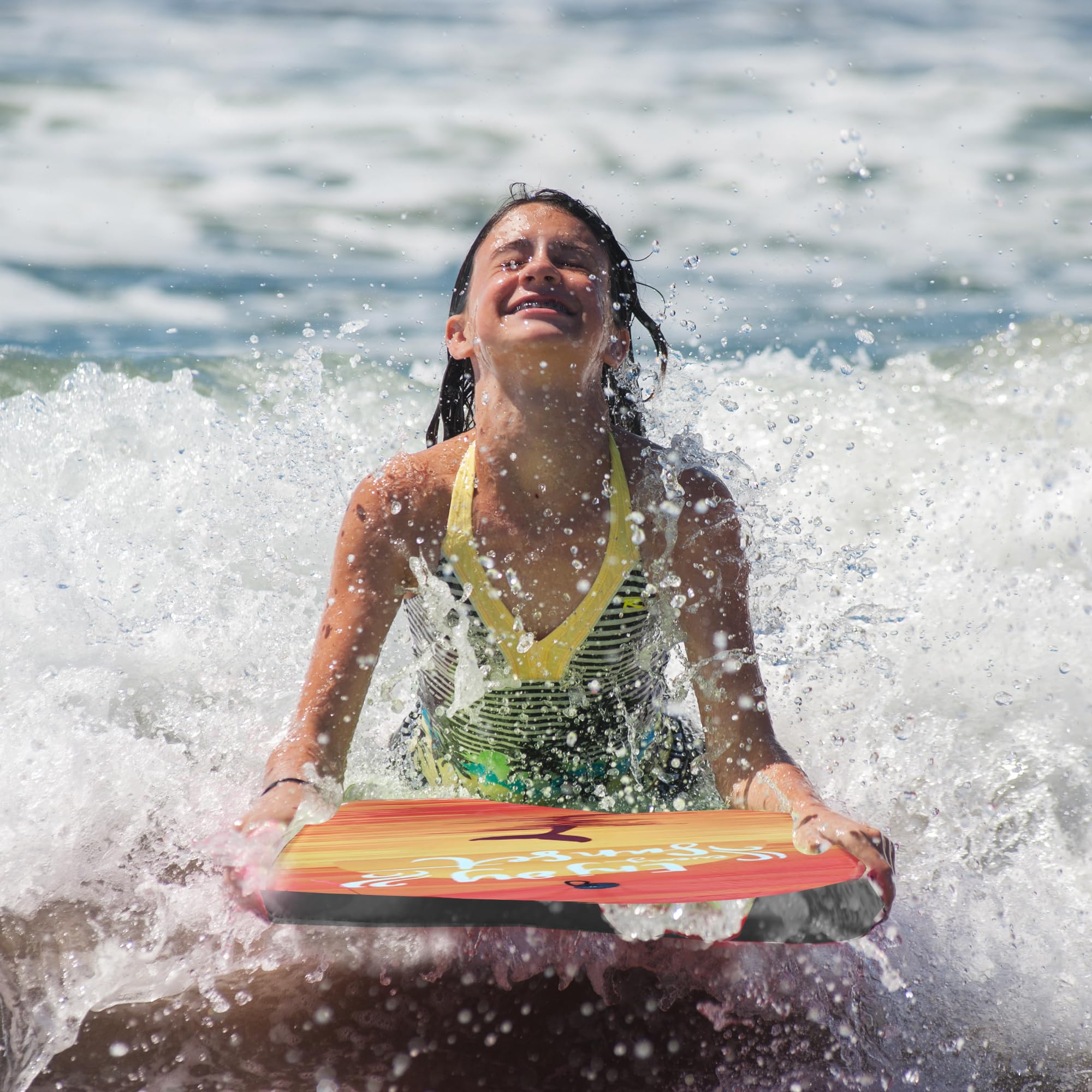 Premium Lightweight & Durable Boogie Board for Adults - Beach Bodyboard with Leash & Slick Bottom for Surfing, Wave Riding & Summer Water Sports