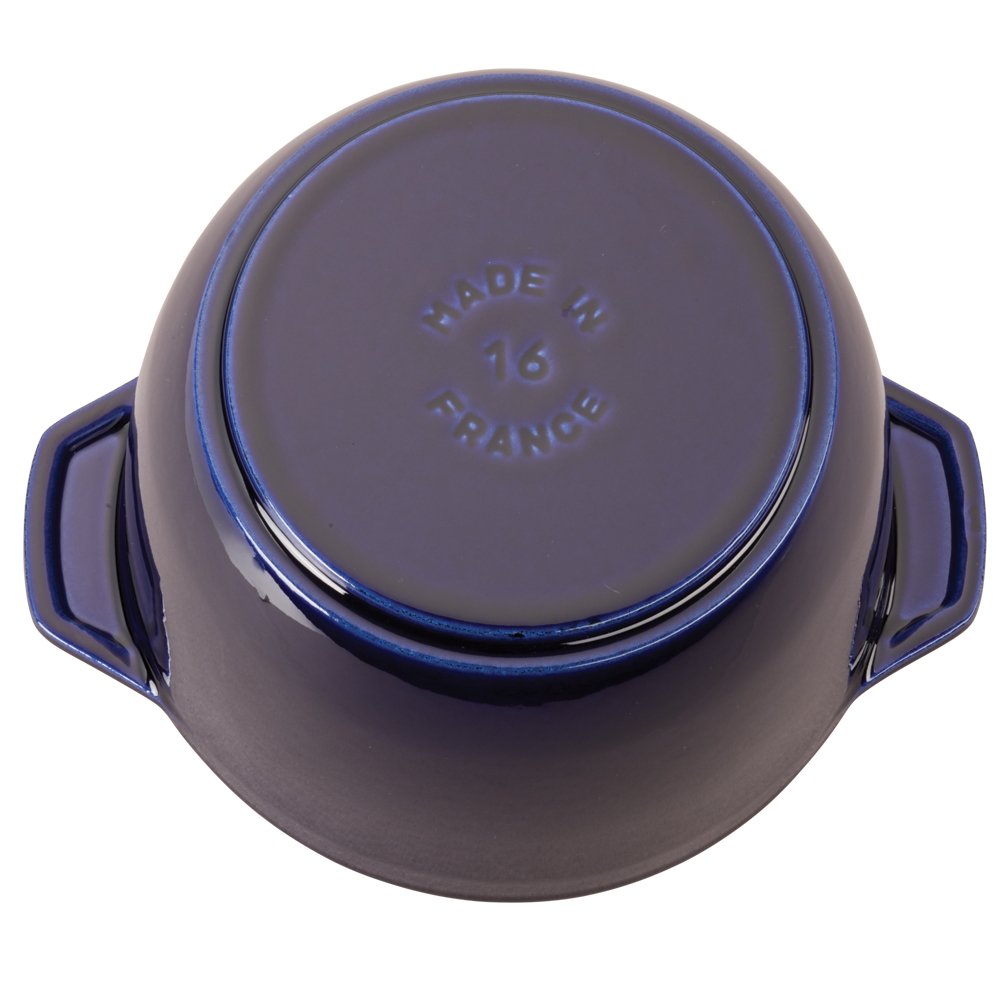 Premium Staub Cast Iron 1.5-Quart Petite French Oven - Authentic Dark Blue Enameled Dutch Oven, Made in France | Perfect for Soups, Stews, Baking & Slow Cooking