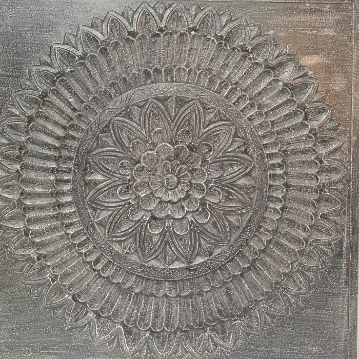 Handcrafted Indian Solid Hardwood Wall Panel - Grey Wash Finish 100x2x100cm - Intricate Carved Design for Home & Office Decor | Living Room, Bedroom, Dining Room Accent Wall