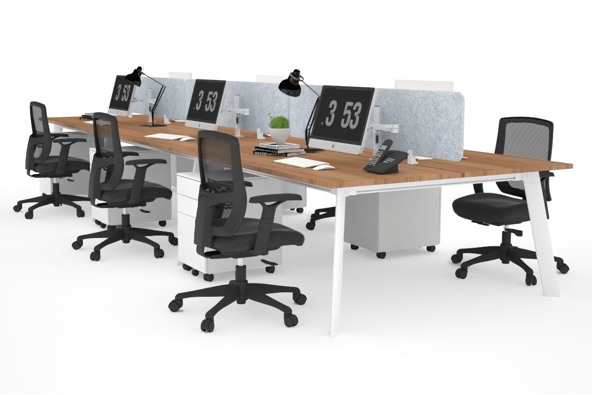6-Person White Frame Switch Workstation - 1200L x 800W with Cable Scallop - Perfect for Office, Conference Room & Collaborative Workspaces