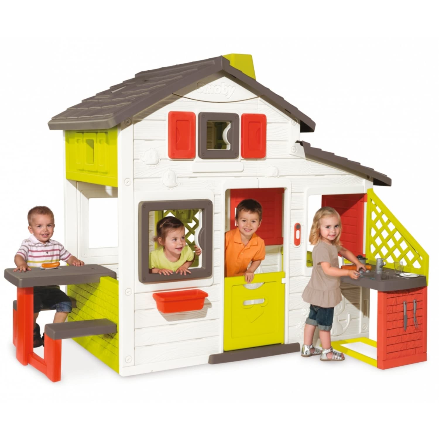 Smoby Neo Friends Dollhouse with Kitchen - Interactive Playhouse for Kids, Pretend Play & Role-Playing Games | Perfect for Indoor & Outdoor Playtime